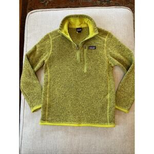 Patagonia Sweater Kids S 7/8 Quarter Zip Better Sweater Fleece Pullover Lime